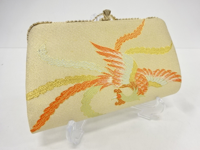 アンティーク　鳳凰模様織り出し和装バッグ